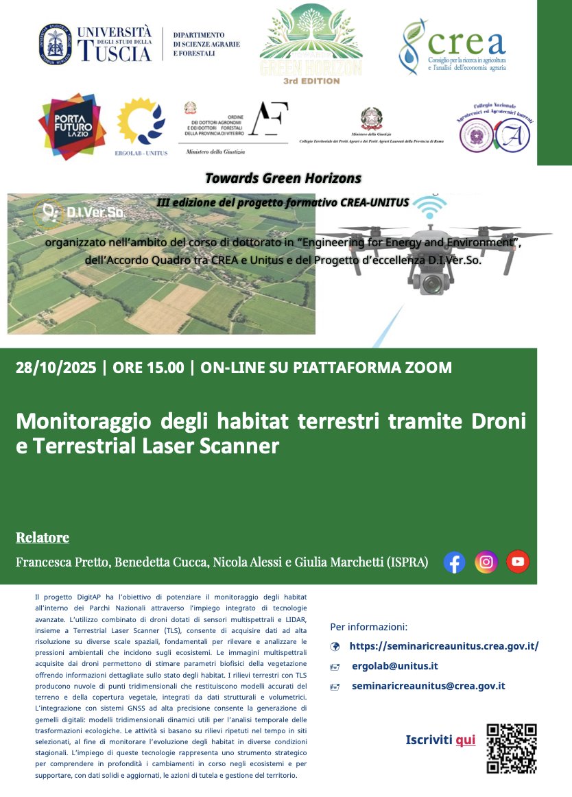 Monitoraggio degli habitat terrestri tramite Droni e Terrestrial Laser Scanner